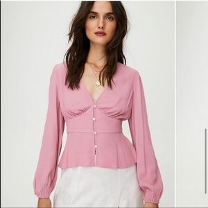 aritzia wilfred prarie blouse wild pink